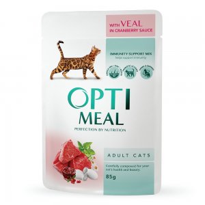 Optimeal Cat - Hrana Umeda Super-premium - Vitel Si Merisoare - 85g