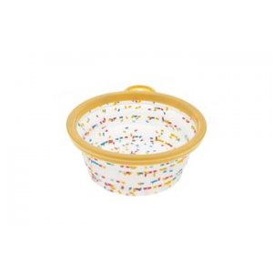 Castron silicon pliabil pentru caini model confetti S- 13x5.8cm 355ml