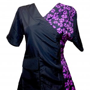 Halat Grooming Negru cu Labute Mov XL