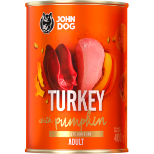 John Dog conserva pentru caini Curcan si Dovleac- Adult 800gr