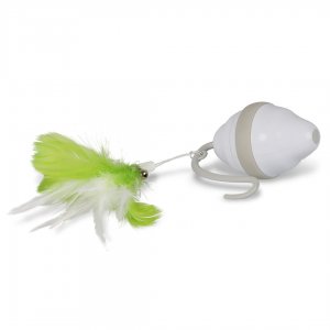 Jucarie Speedy soricel pentru pisici 13.5x12.5x6.8 cm alb/verde