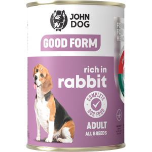 John Dog Good Form conserva pentru caini Adult cu Iepure 800gr