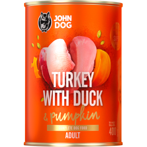 John Dog conserva pentru caini Curcan cu rata si dovleac - Adult 800gr