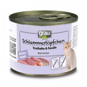 Grau BCC Conserva Kitten pastrav si curcan pentru pisici 400g Grau BCC Conserva Kitten pastrav si curcan pentru pisici 400g