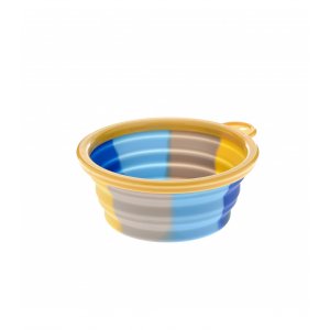 Castron silicon pliabil pentru caini Rainbow Galben S- 13x5.8cm 355ml