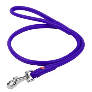 Lesa piele rotunjita pentru caini WAUDOG Glamour - Mov XXS - 4mm/ 183cm