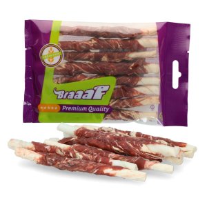 Braaaf Recompense pentru caini twister cu miel si peste 80gr/12cm Braaaf Recompense pentru caini twister cu miel si peste 80gr/12cm