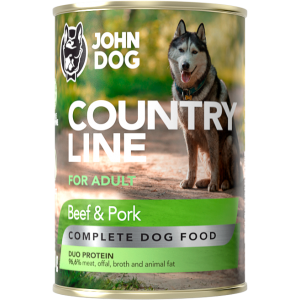 John Dog Country line conserva pentru caini- Vita si porc 800gr