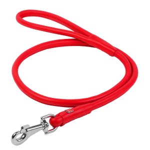 Lesa piele rotunjita pentru caini WAUDOG Glamour - Rosu XXS - 4mm/ 183cm