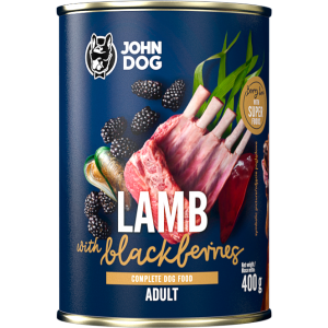 John Dog conserva pentru caini Miel cu mure - Adult 800gr