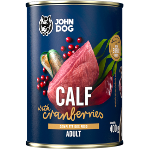 John Dog conserva pentru caini Vitel si merisoare Adult 800gr