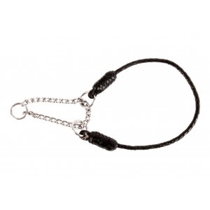 Dapper Dogs Zgarda din piele de Bivol, Neagra, semi-strangulanta 4mm x max 30cm