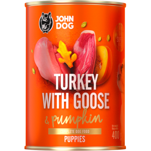 John Dog conserva pentru caini Curcan cu Gasca si dovleac - Puppy 800gr